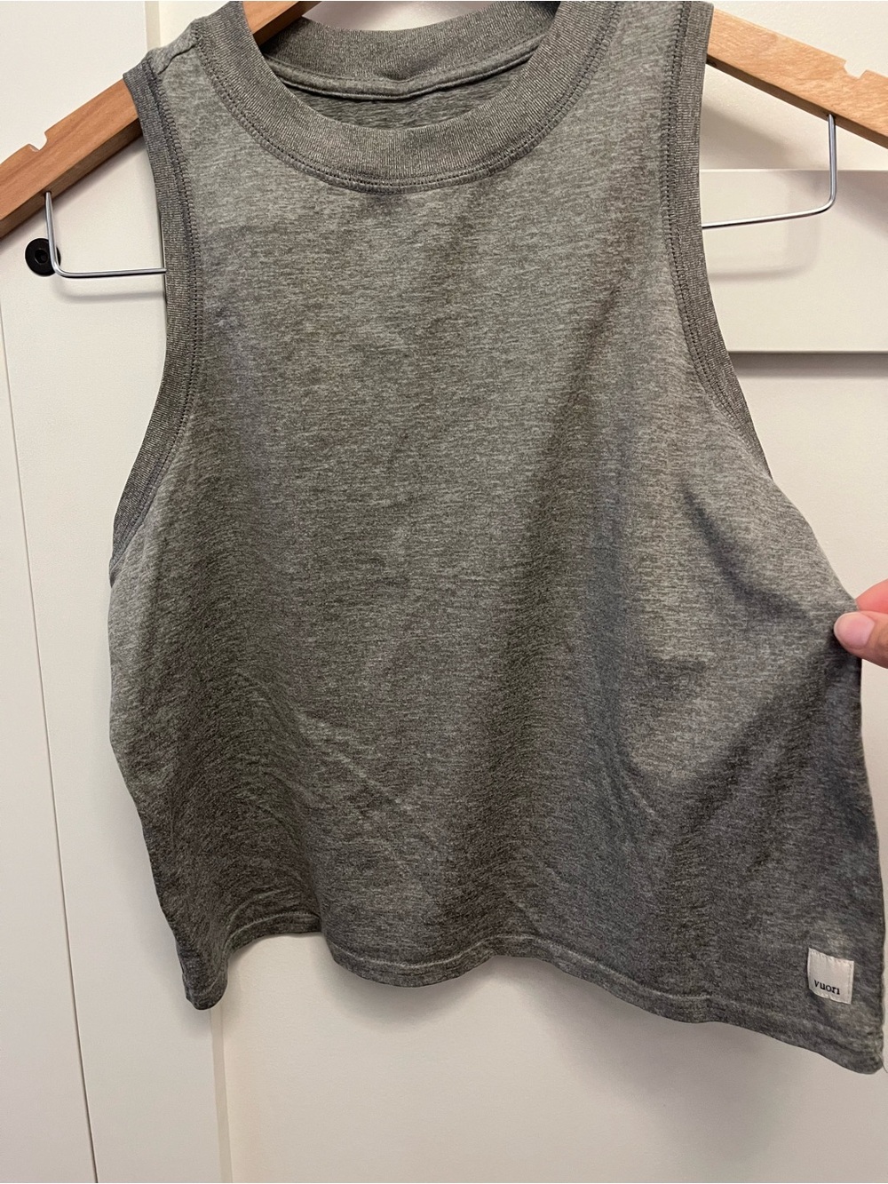 Vuori Gray Heather Crop Muscle Tank